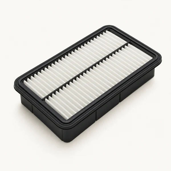 DuraFit engine air filter, black frame and white pleated media